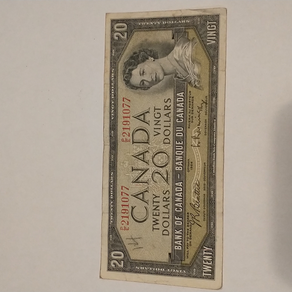 1954 Canadian $20 bank note